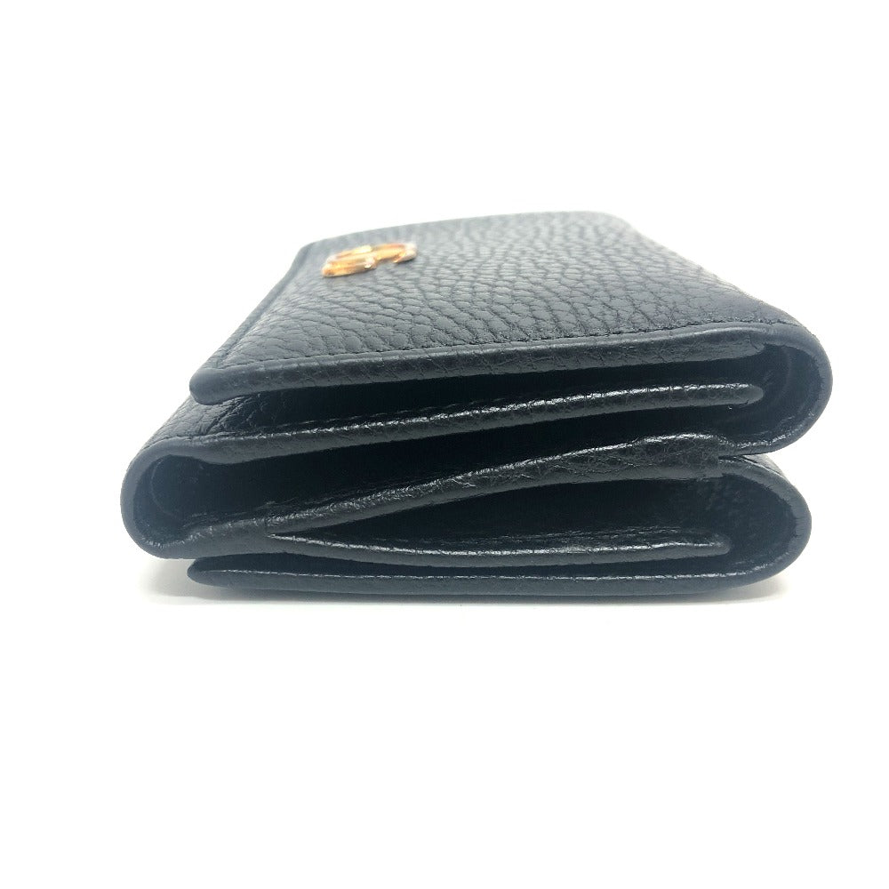 GUCCI 474746 GGマーモント コンパクトウォレット 小銭入れ 財布 ウォレット コンパクト財布 3つ折り財布 レザー レディース ブラック - brandshop-reference