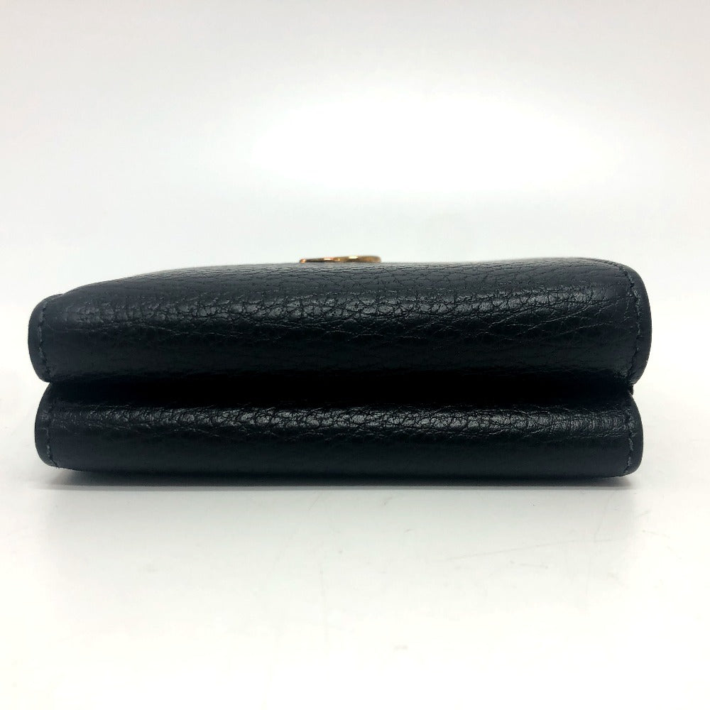 GUCCI 474746 GGマーモント コンパクトウォレット 小銭入れ 財布 ウォレット コンパクト財布 3つ折り財布 レザー レディース ブラック - brandshop-reference