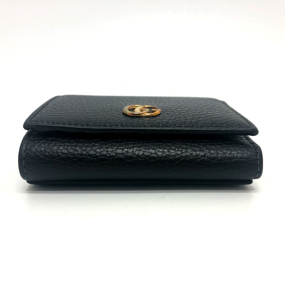 GUCCI 474746 GGマーモント コンパクトウォレット 小銭入れ 財布 ウォレット コンパクト財布 3つ折り財布 レザー レディース ブラック - brandshop-reference