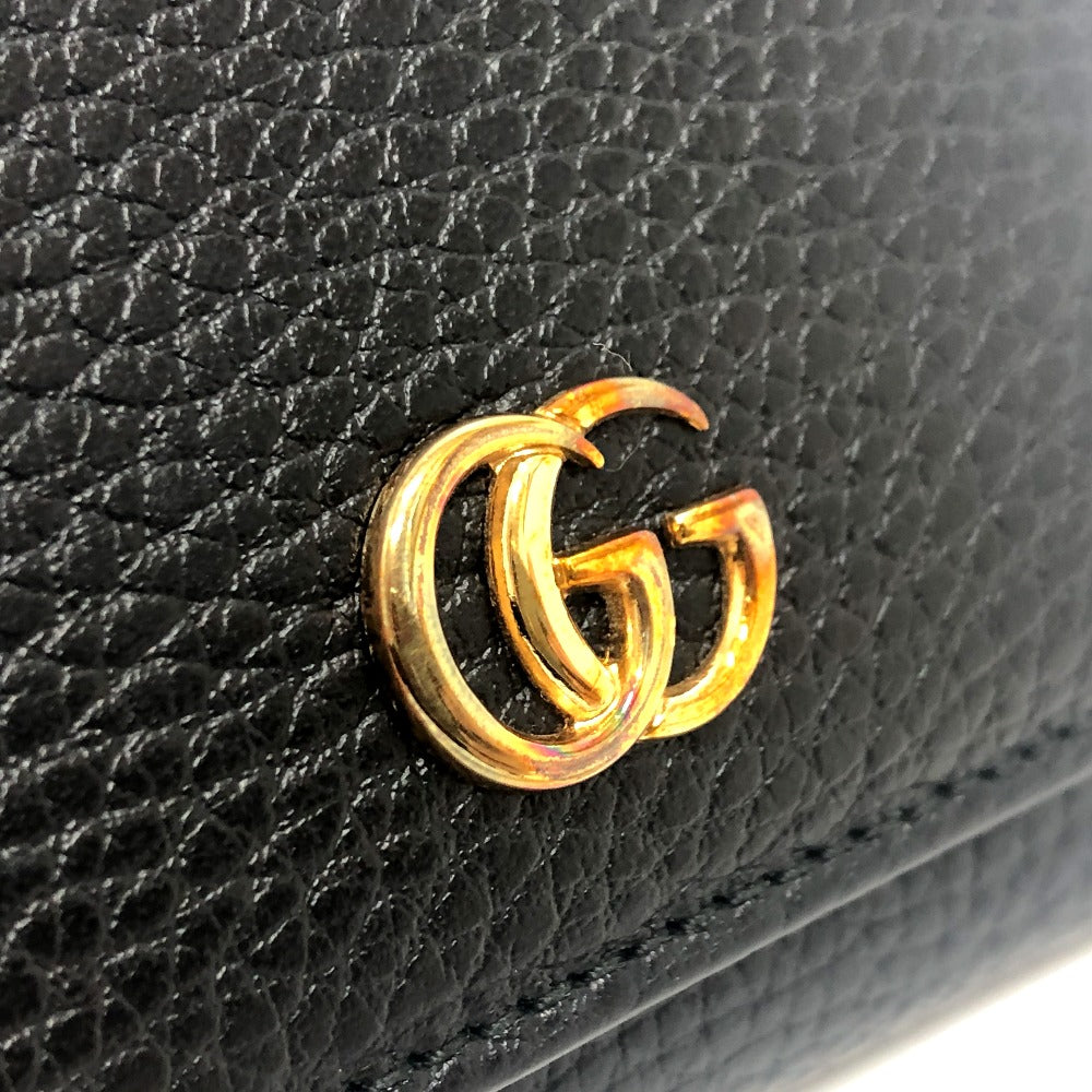 GUCCI 474746 GGマーモント コンパクトウォレット 小銭入れ 財布 ウォレット コンパクト財布 3つ折り財布 レザー レディース ブラック - brandshop-reference