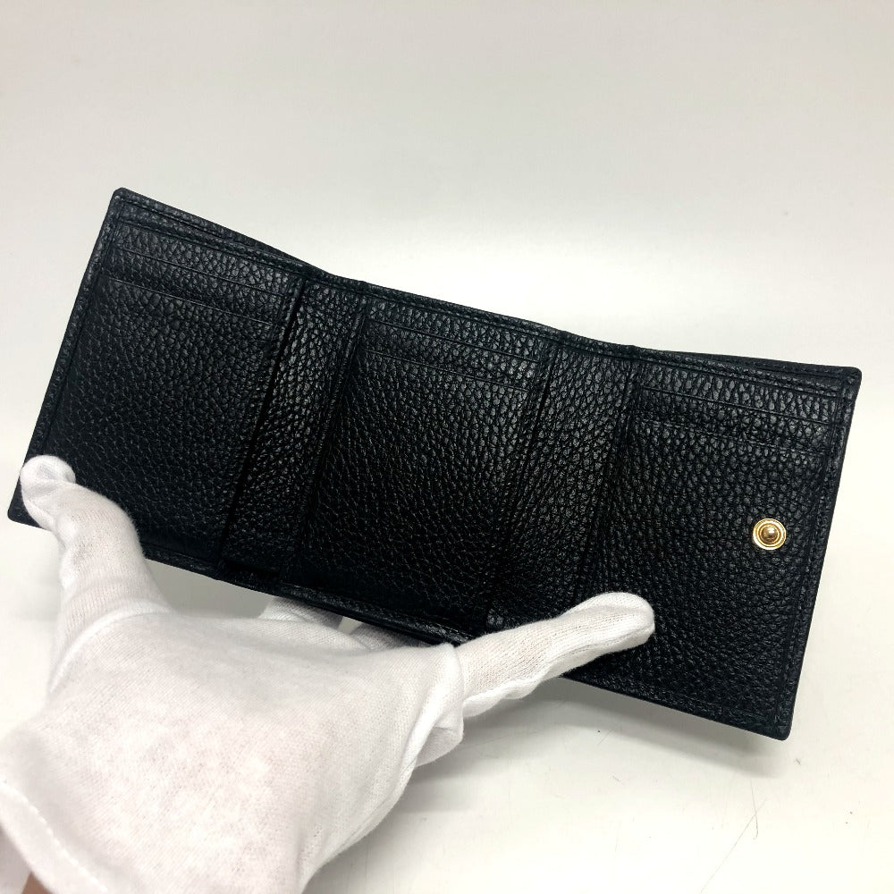 GUCCI 474746 GGマーモント コンパクトウォレット 小銭入れ 財布 ウォレット コンパクト財布 3つ折り財布 レザー レディース ブラック - brandshop-reference