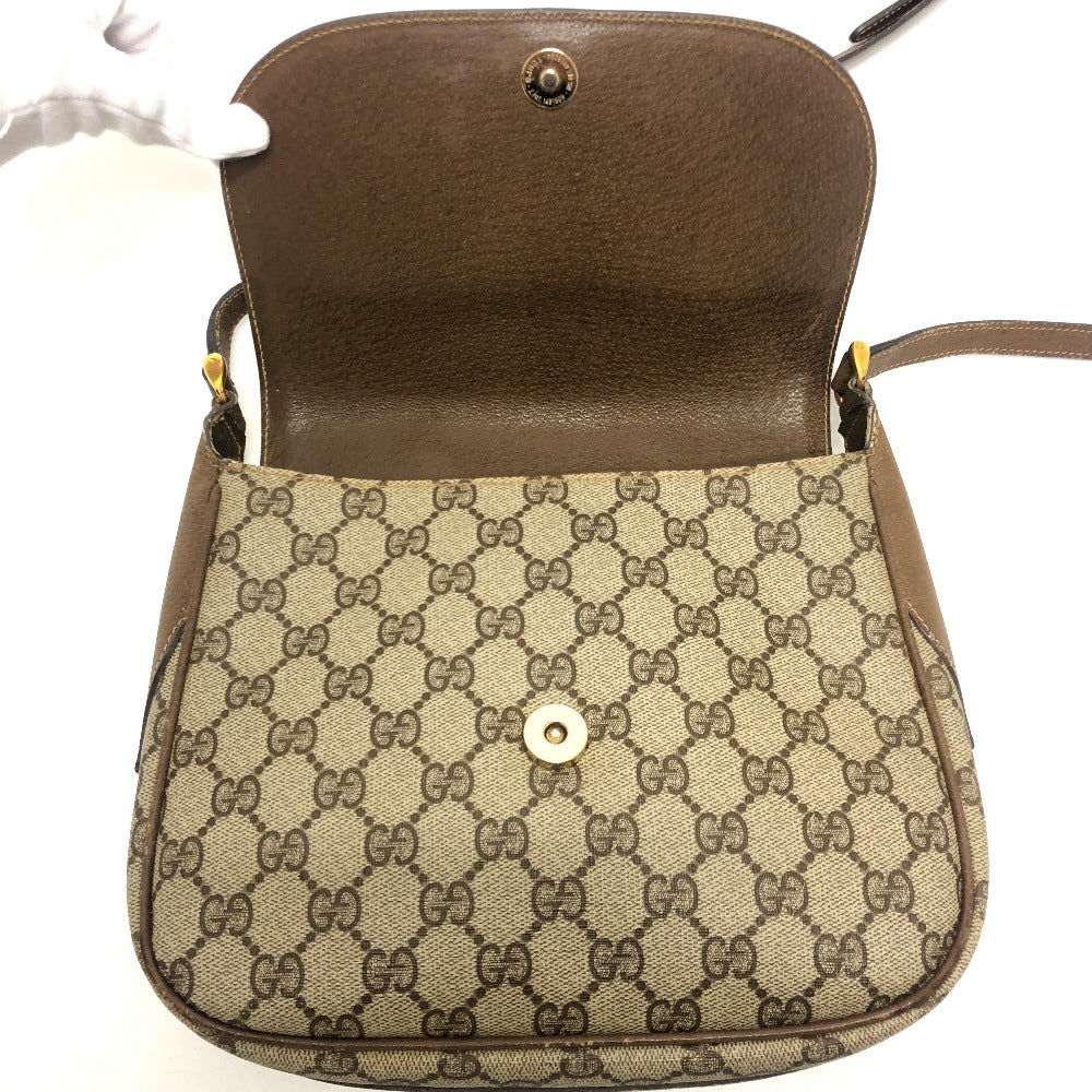 GUCCI Old Gucci Vintage GG Interlocking G Bag Crossbody Shoulder Bag PVC/Leather Women's Beige