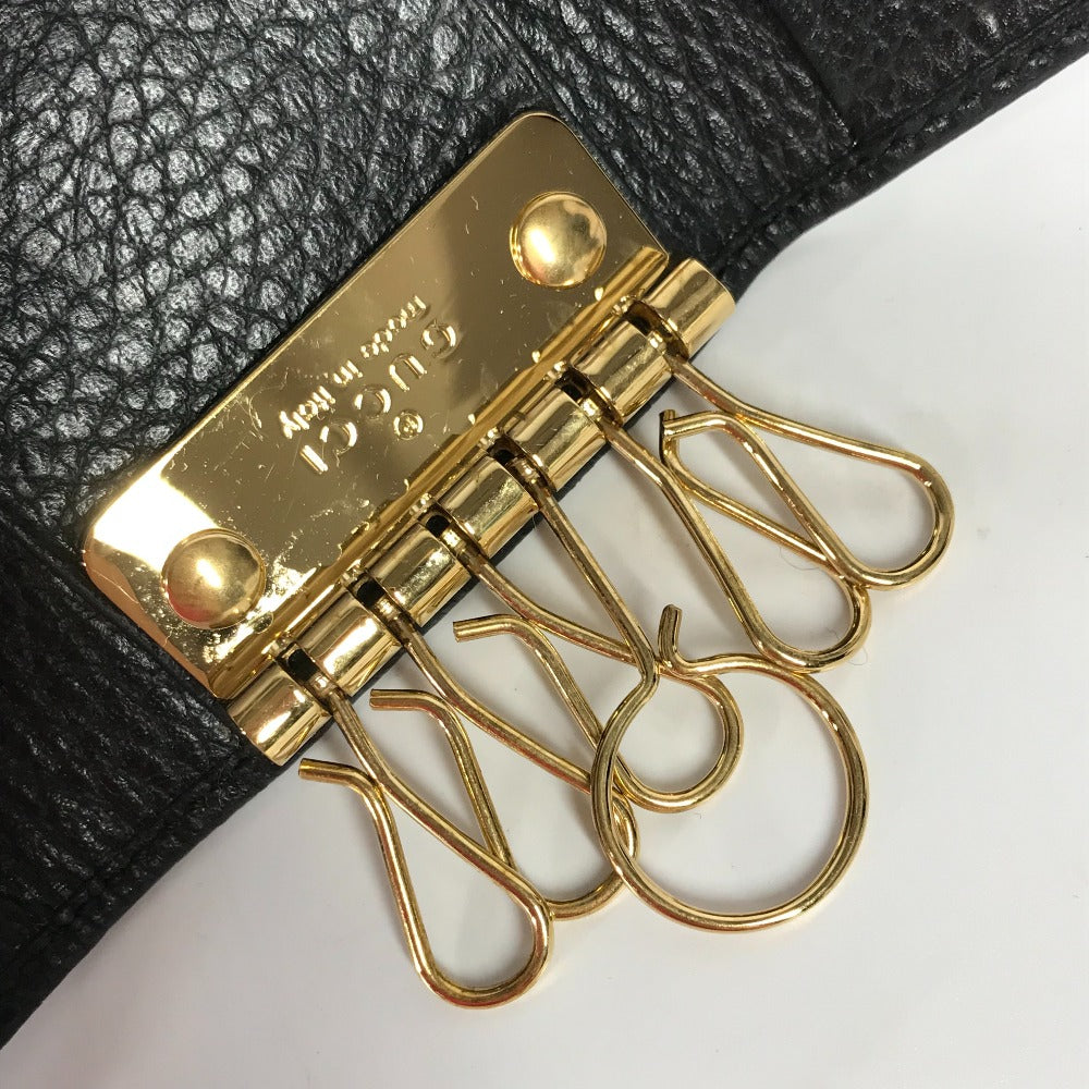 GUCCI 456118 GG Marmont 6-Ring Key Case, Leather, Women's, Black