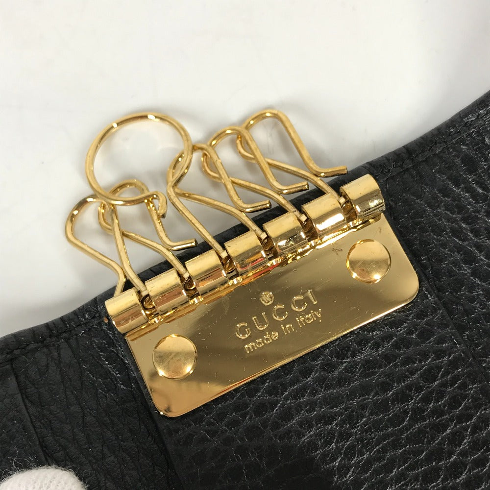 GUCCI 456118 GG Marmont 6-Ring Key Case, Leather, Women's, Black