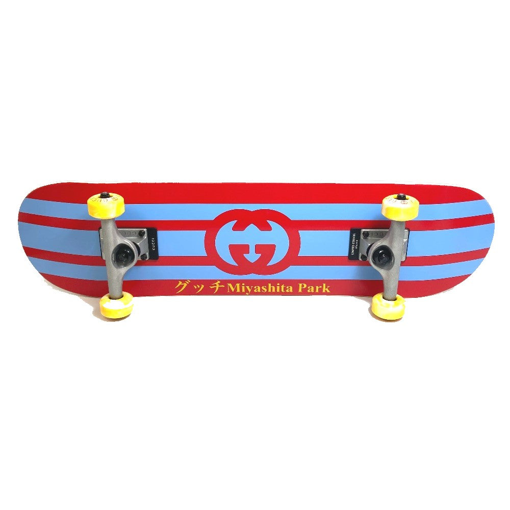 GUCCI Miyashita Park Exclusive, Limited Edition of 100, Men's Wooden Skateboard, Light Blue and Red