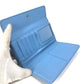 GUCCI 449364 Micro Guccissima Round Zip Long Wallet Leather Women's Light Blue