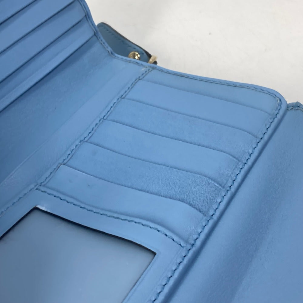 GUCCI 449364 Micro Guccissima Round Zip Long Wallet Leather Women's Light Blue