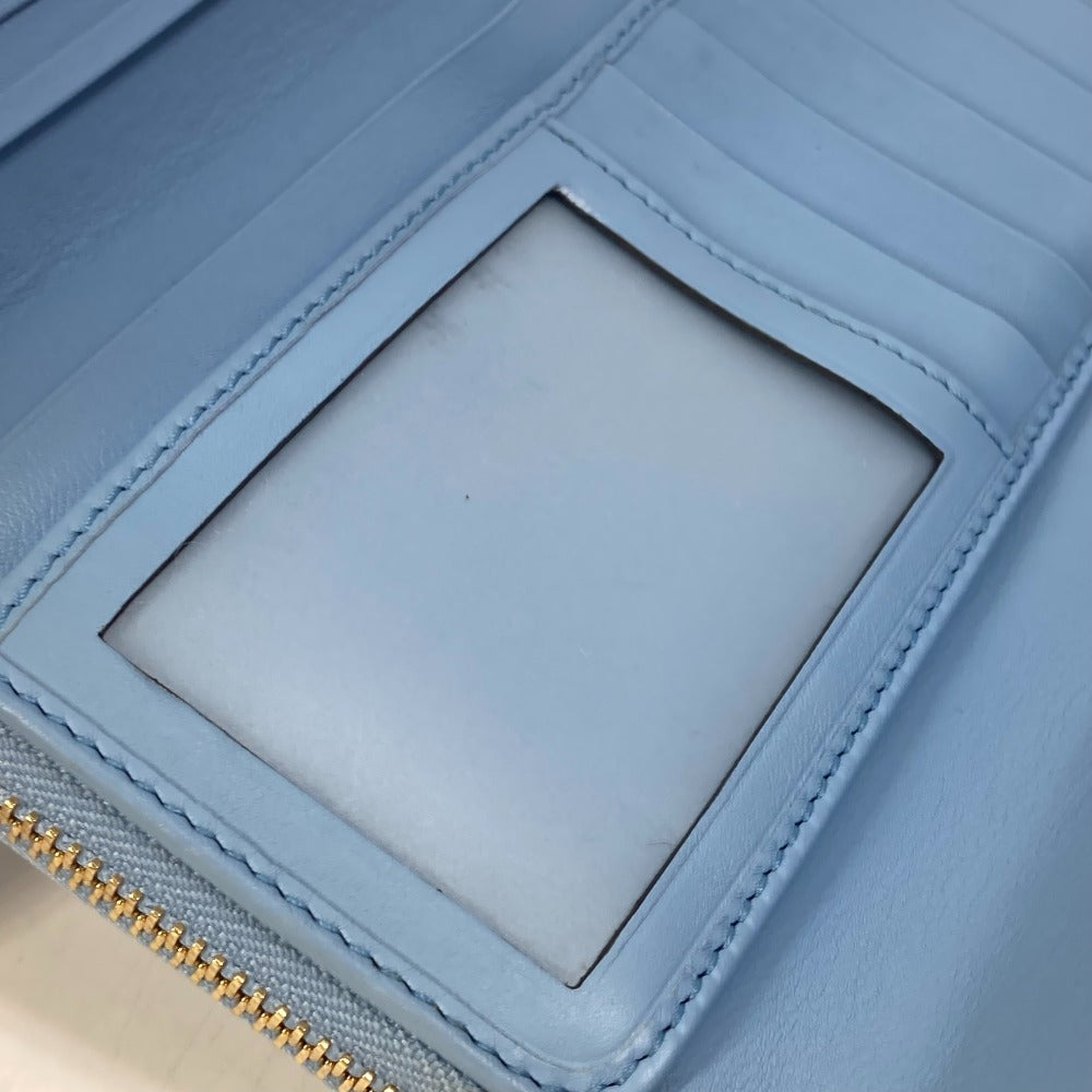 GUCCI 449364 Micro Guccissima Round Zip Long Wallet Leather Women's Light Blue