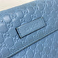 GUCCI 449364 Micro Guccissima Round Zip Long Wallet Leather Women's Light Blue