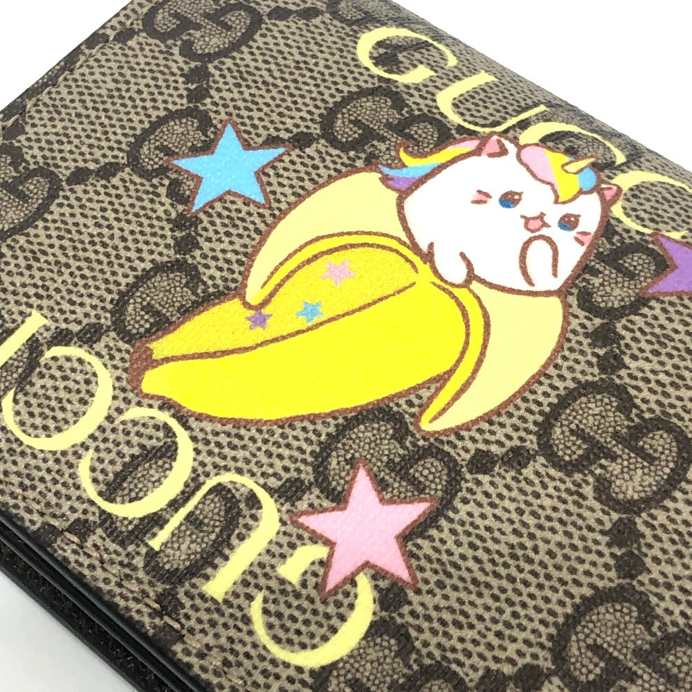 GUCCI 701009 Bananya collaboration Compact Wallet Small Items Folded wallet GG Supreme Canvas Brown Used