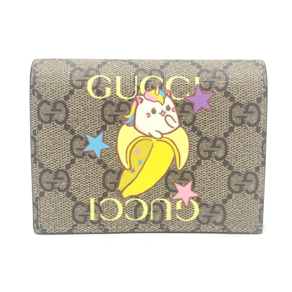 GUCCI 701009 Bananya collaboration Compact Wallet Small Items Folded wallet GG Supreme Canvas Brown Used
