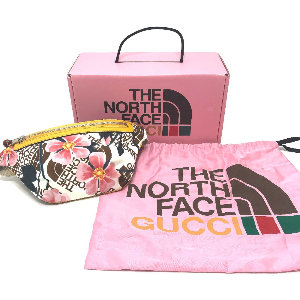 GUCCI 650299 THE NORTH FACE コラボ ウエストポーチ 花柄 カバン ウエストポーチ ボディバッグ ナイロン レディース マルチカラー