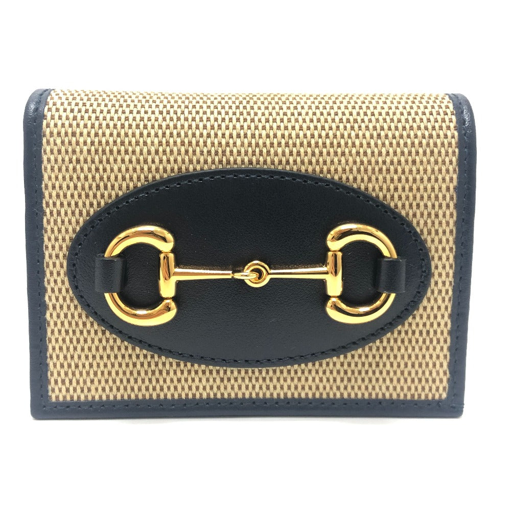 GUCCI 621887 Horsebit Compact Wallet Small Items Folded wallet Canvas/Leather BROWN Brown Used