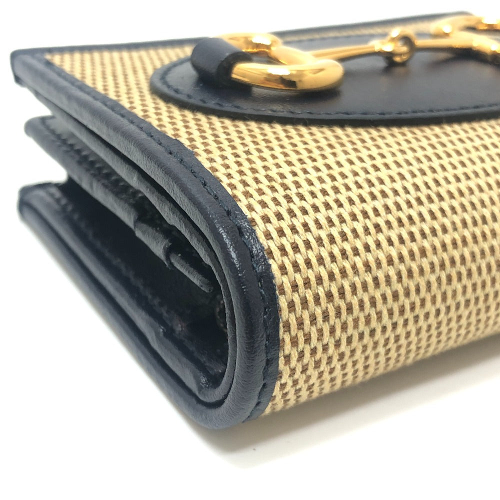 GUCCI 621887 Horsebit Compact Wallet Small Items Folded wallet Canvas/Leather BROWN Brown Used