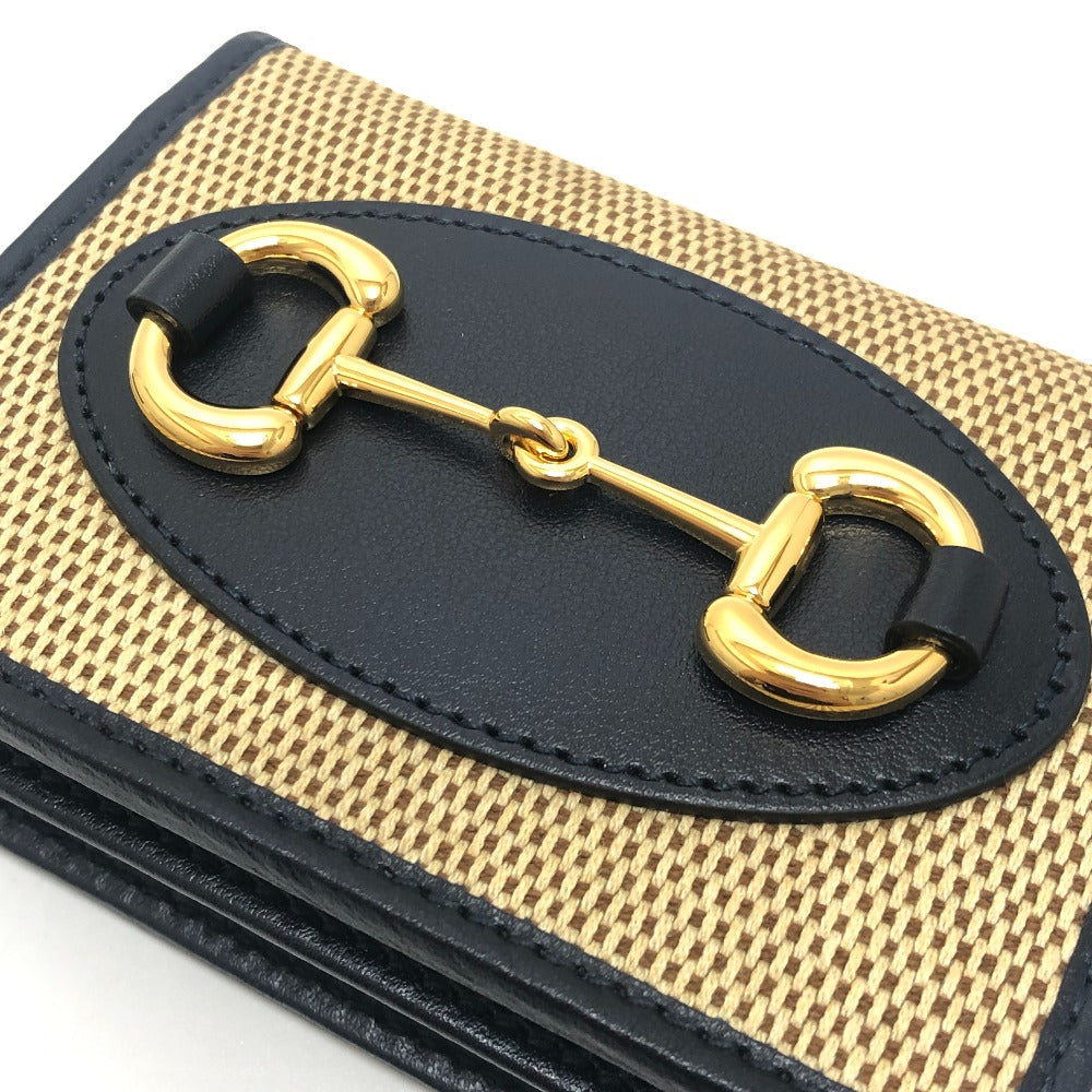 GUCCI 621887 Horsebit Compact Wallet Small Items Folded wallet Canvas/Leather BROWN Brown Used