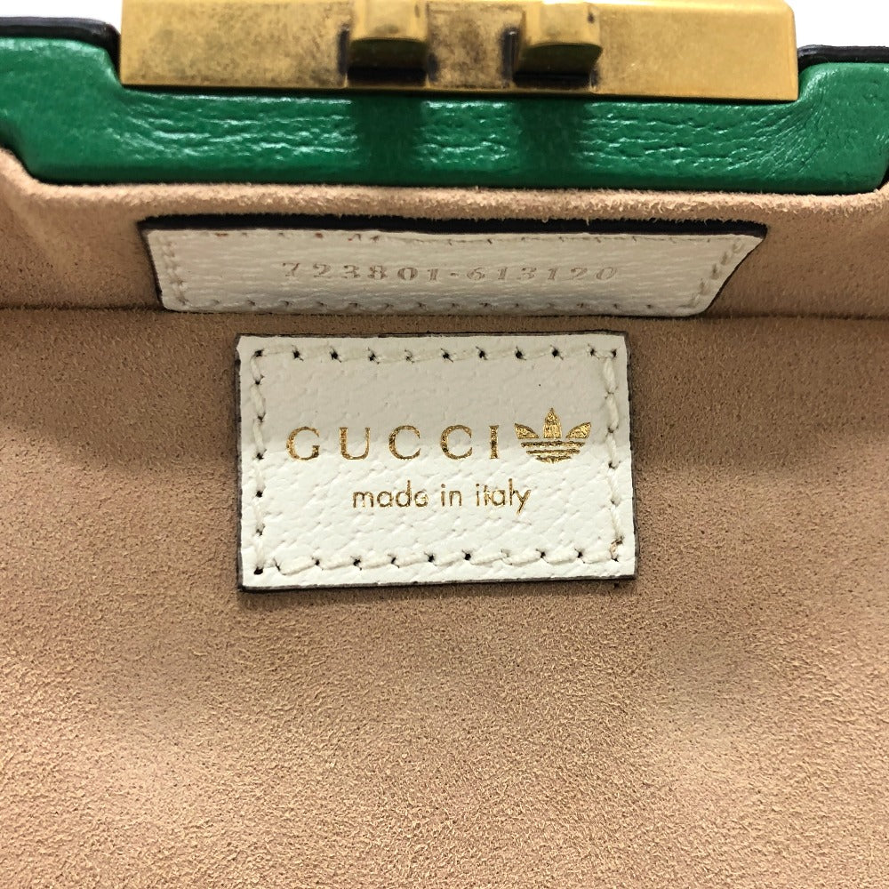 GUCCI 723801 ロゴ ゴルフボールケース アディダス adidas コラボ 2WAYバック ハンドバック ボールケース ハンドバッグ レザー レディース グリーン