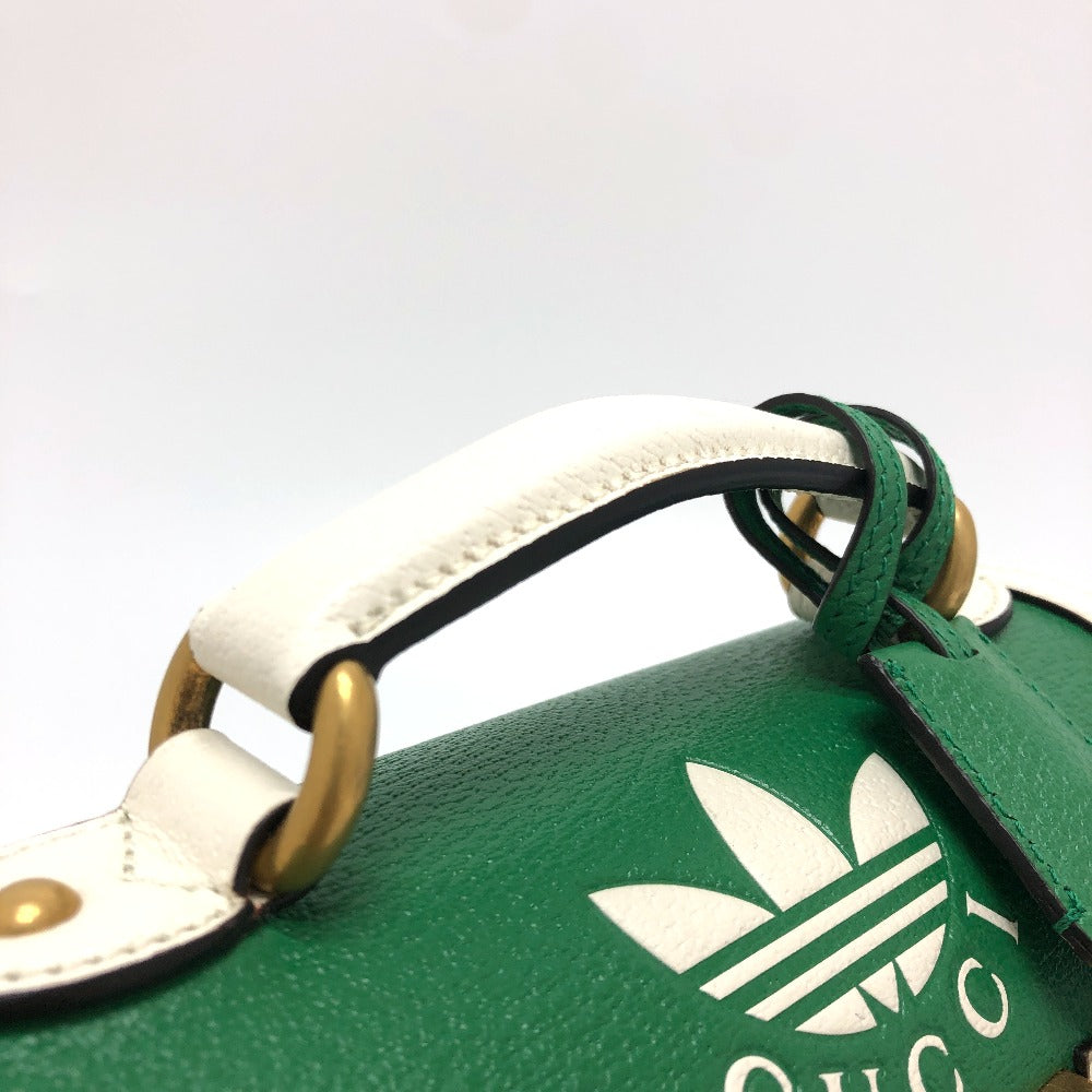 GUCCI 723801 ロゴ ゴルフボールケース アディダス adidas コラボ 2WAYバック ハンドバック ボールケース ハンドバッグ レザー レディース グリーン