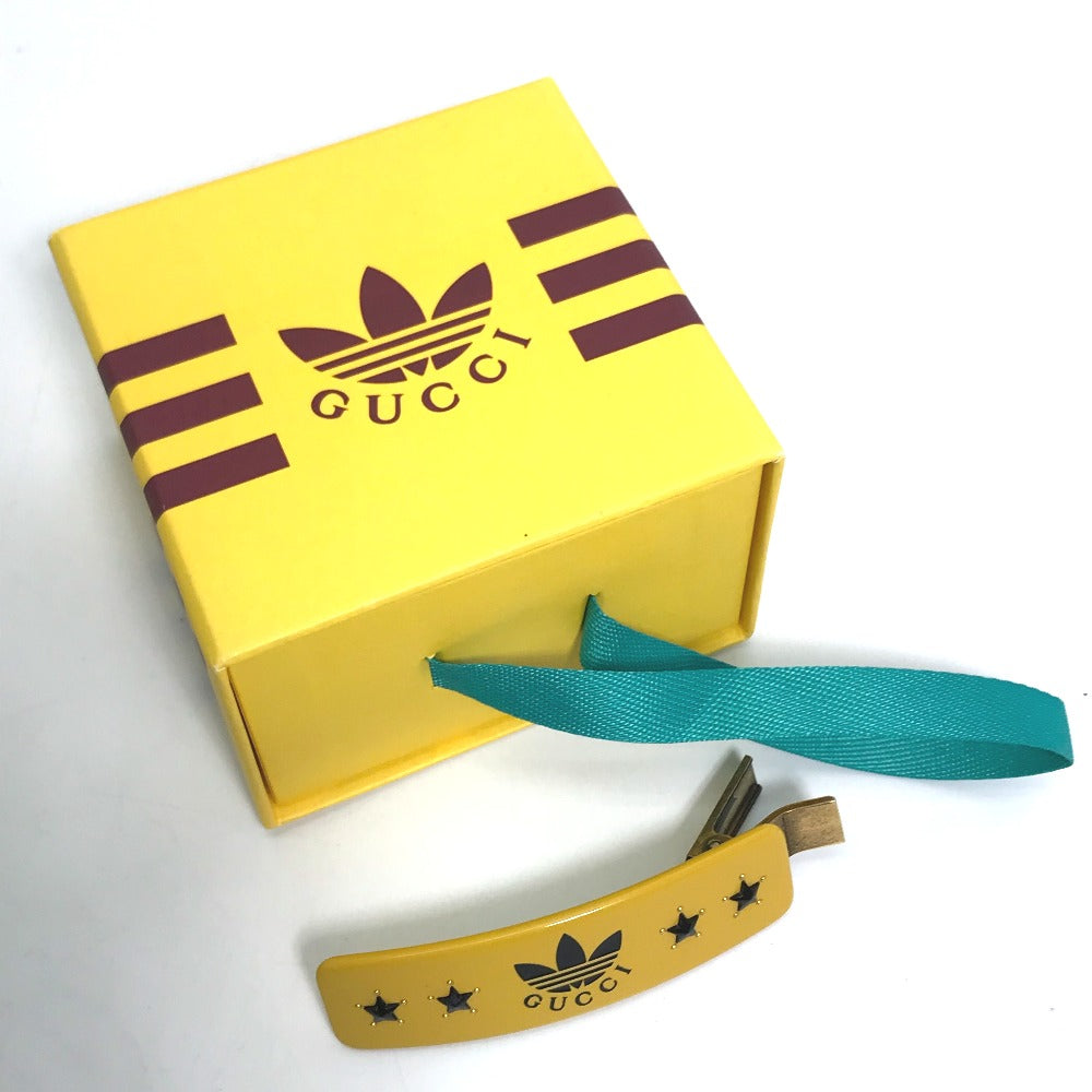 GUCCI 702940 ヘアアクセサリー アディダス ADIDAS コラボ ヘアクリップ バレッタ プラスチック レディース イエロー