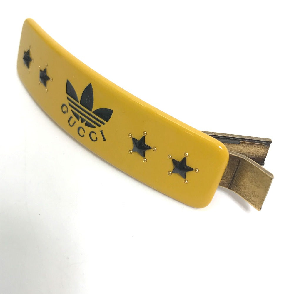 GUCCI 702940 ヘアアクセサリー アディダス ADIDAS コラボ ヘアクリップ バレッタ プラスチック レディース イエロー