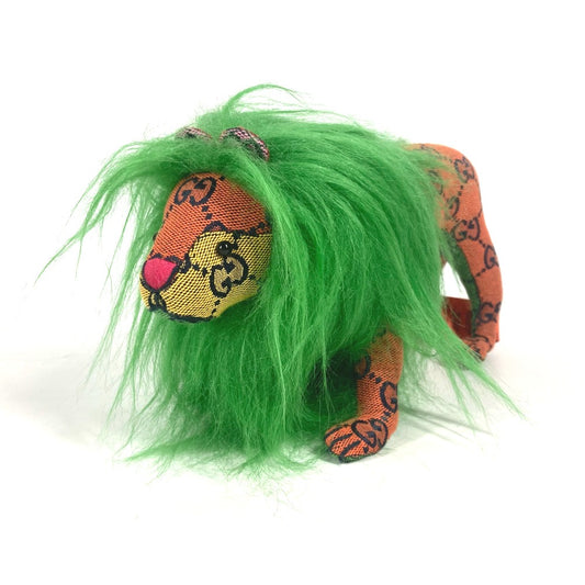 GUCCI 670235 GG デコラティブ ライオン 人形 インテリア らいおん ぬいぐるみ GGキャンバス レディース グリーン
