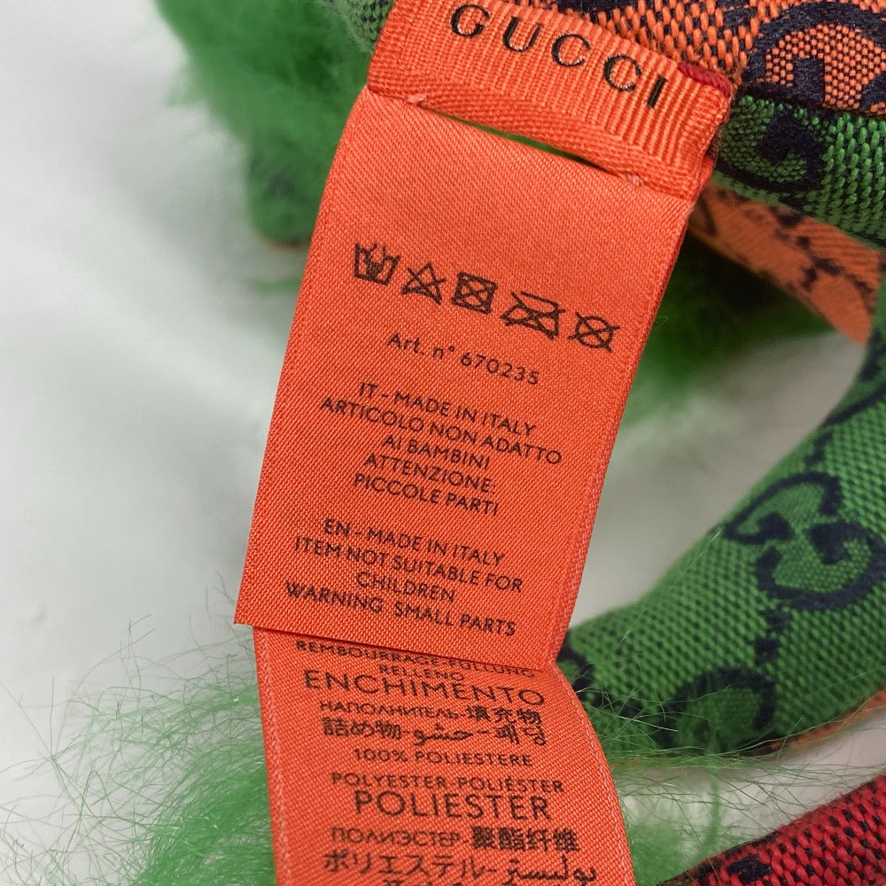 GUCCI 670235 GG デコラティブ ライオン 人形 インテリア らいおん ぬいぐるみ GGキャンバス レディース グリーン