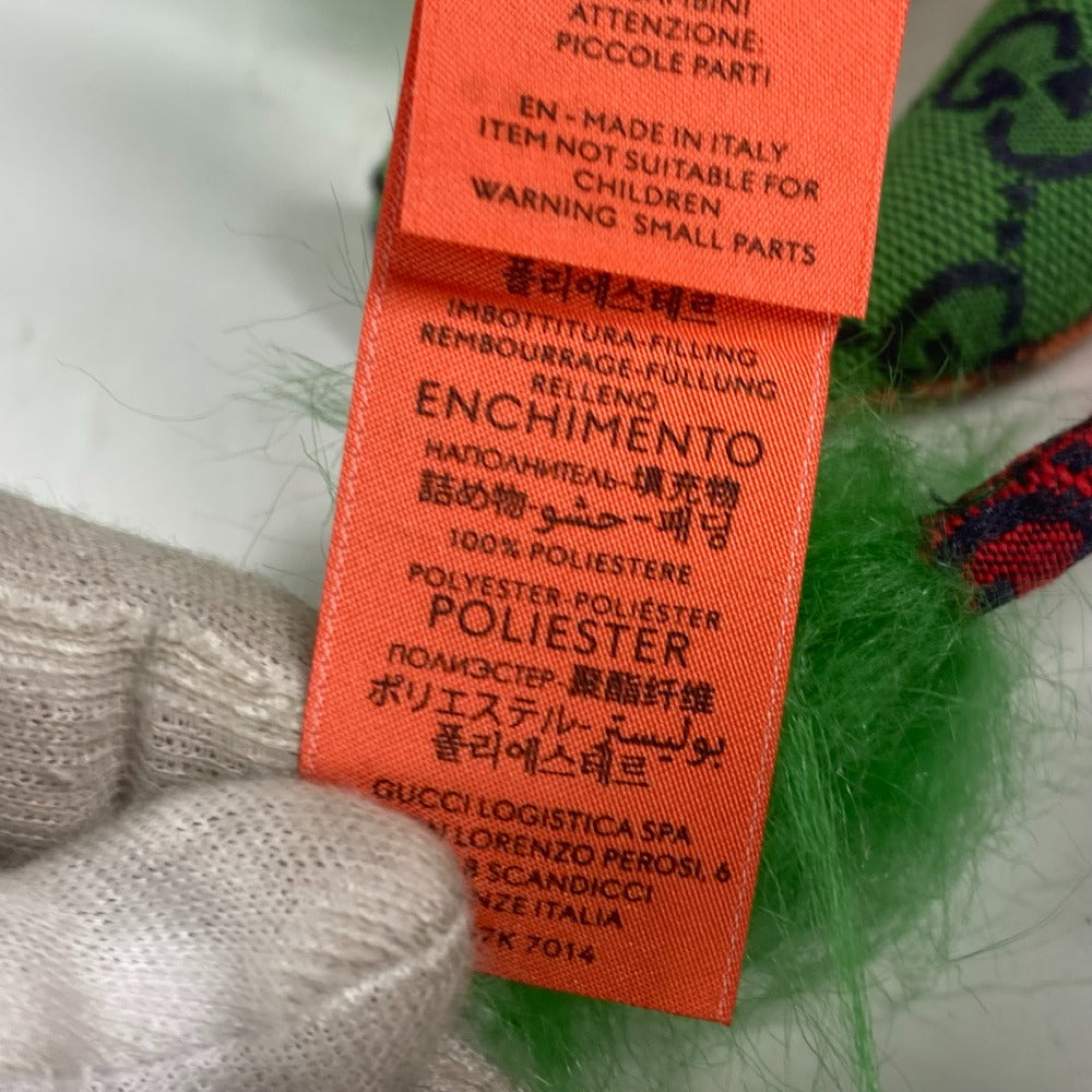 GUCCI 670235 GG デコラティブ ライオン 人形 インテリア らいおん ぬいぐるみ GGキャンバス レディース グリーン