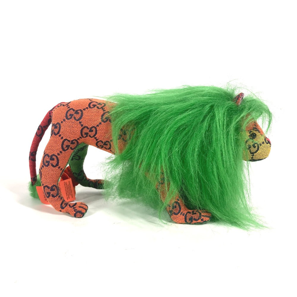 GUCCI 670235 GG デコラティブ ライオン 人形 インテリア らいおん ぬいぐるみ GGキャンバス レディース グリーン