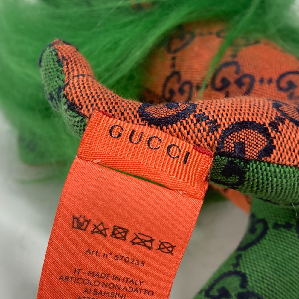 GUCCI 670235 GG デコラティブ ライオン 人形 インテリア らいおん ぬいぐるみ GGキャンバス レディース グリーン