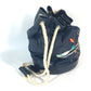 GUCCI 1.112 Vintage Logo Marine Drawstring Shoulder Bag in Leather/Coated Canvas, Navy