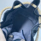 GUCCI 1.112 Vintage Logo Marine Drawstring Shoulder Bag in Leather/Coated Canvas, Navy