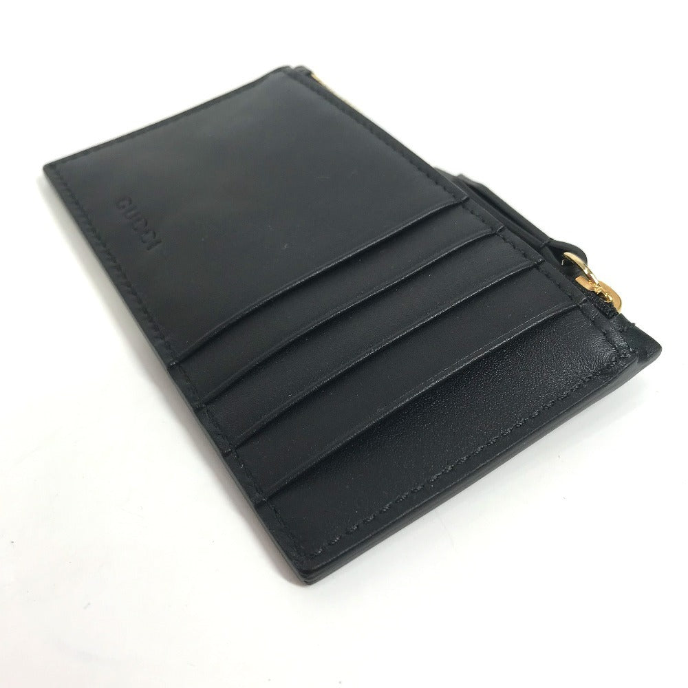 GUCCI 431715 Logo Fragment Case Wallet/Coin Purse Leather Unisex Black