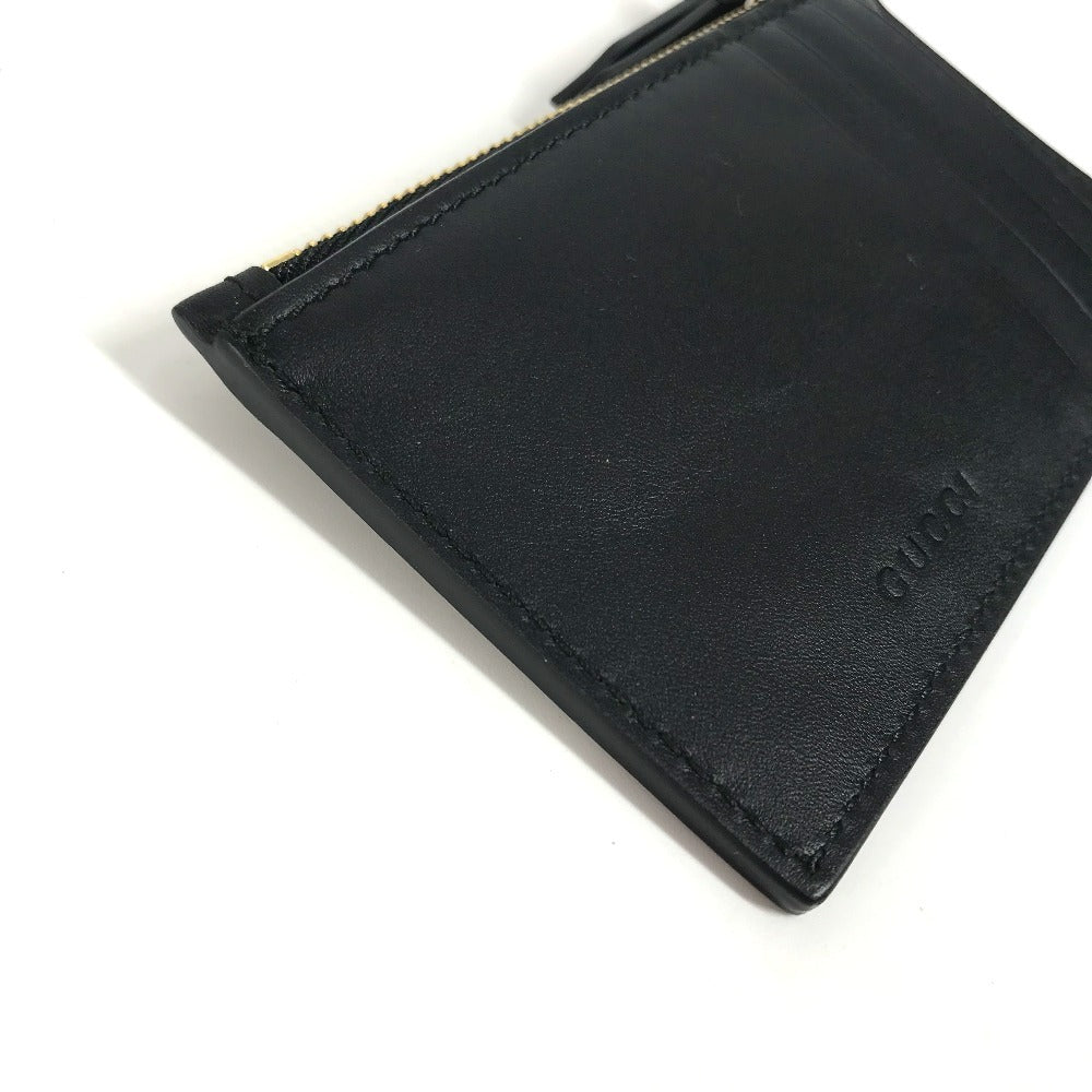 GUCCI 431715 Logo Fragment Case Wallet/Coin Purse Leather Unisex Black