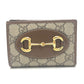 GUCCI 726846 Horsebit 1955 Compact Wallet Mini Wallet GG Supreme Bi-fold Wallet GG Supreme Canvas Women's Brown