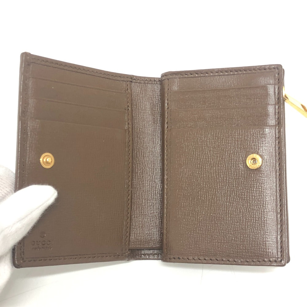 GUCCI 726846 Horsebit 1955 Compact Wallet Mini Wallet GG Supreme Bi-fold Wallet GG Supreme Canvas Women's Brown