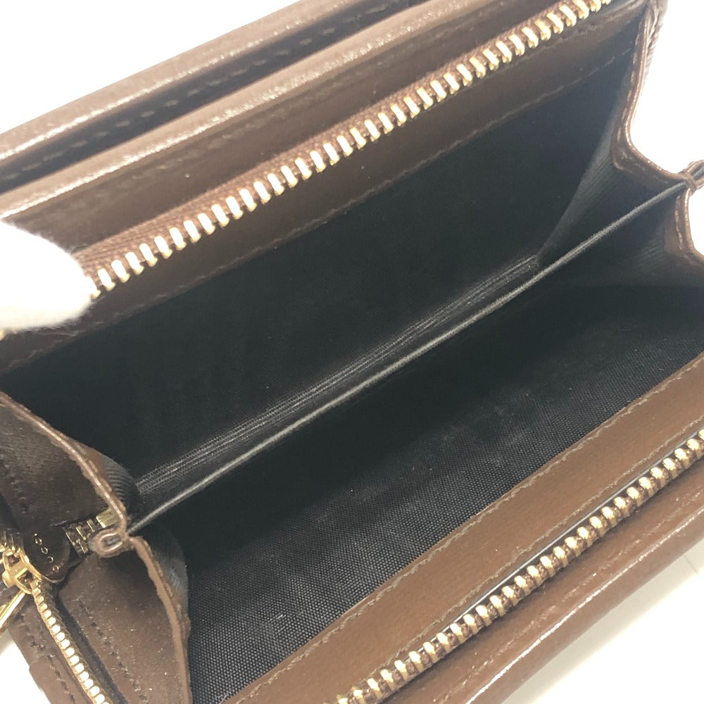GUCCI 726846 Horsebit 1955 Compact Wallet Mini Wallet GG Supreme Bi-fold Wallet GG Supreme Canvas Women's Brown