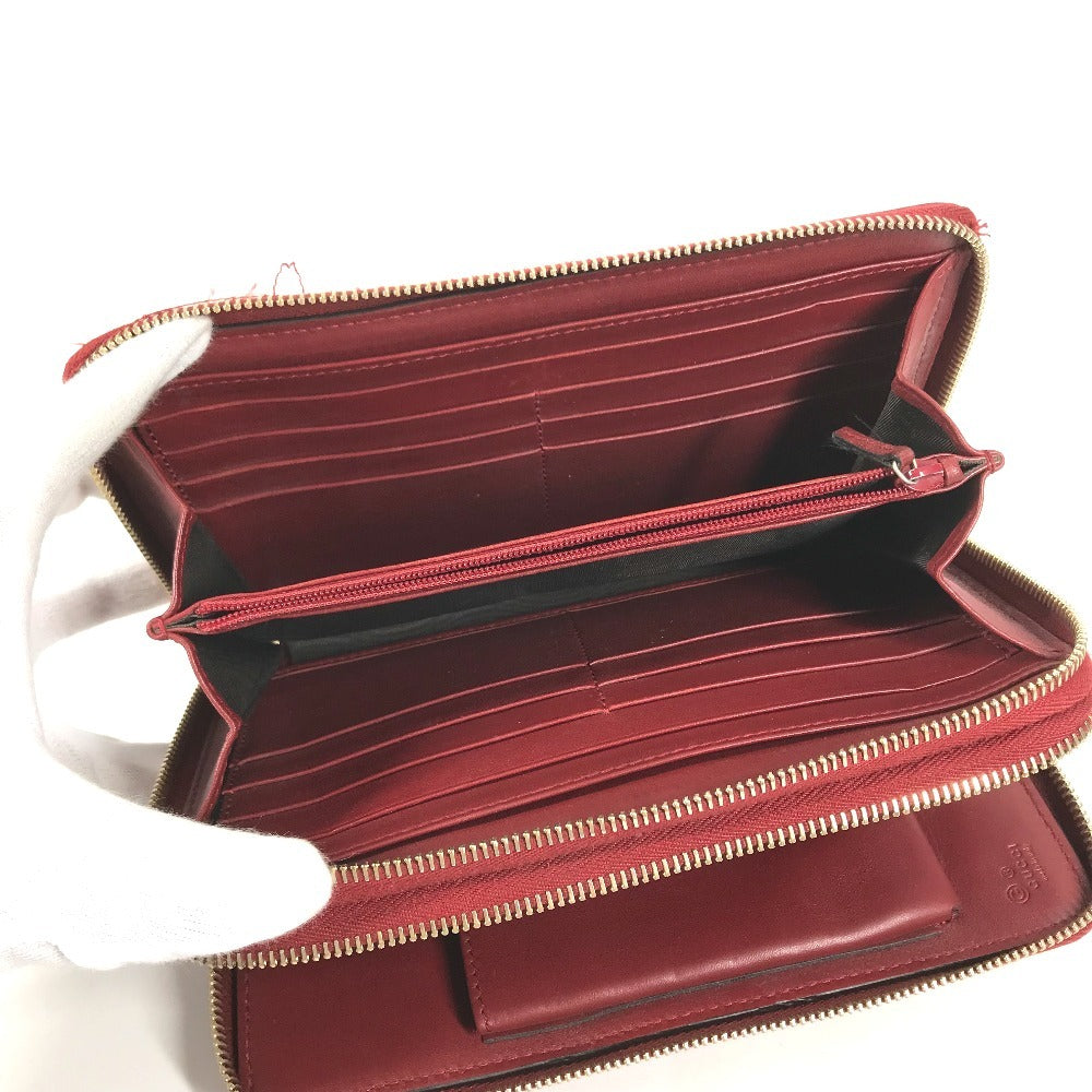 GUCCI 544250 Micro Guccissima Logo Travel Case Double Zip Long Wallet Handbag Long Wallet Leather Red Used