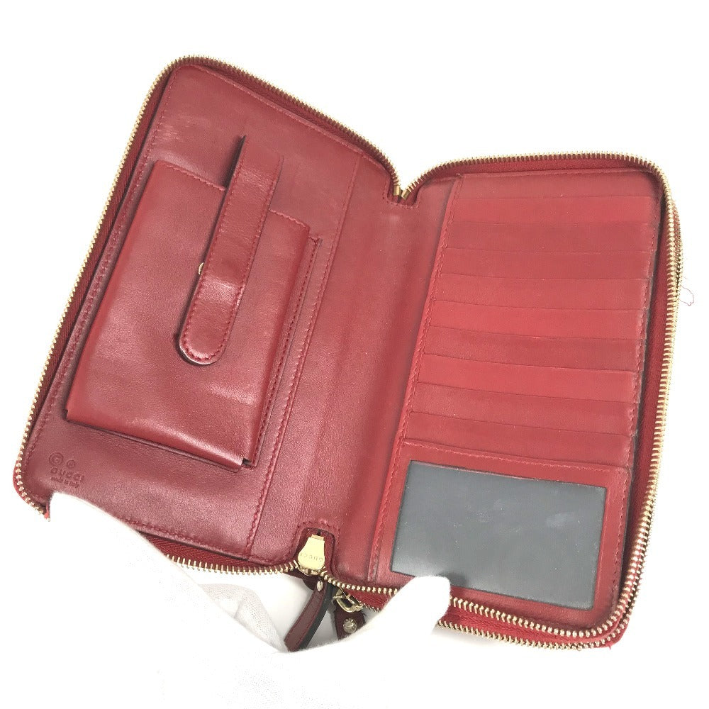 GUCCI 544250 Micro Guccissima Logo Travel Case Double Zip Long Wallet Handbag Long Wallet Leather Red Used