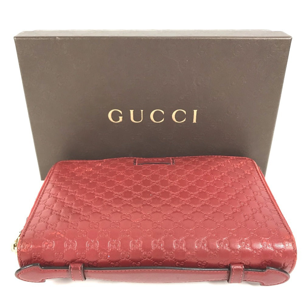 GUCCI 544250 Micro Guccissima Logo Travel Case Double Zip Long Wallet Handbag Long Wallet Leather Red Used