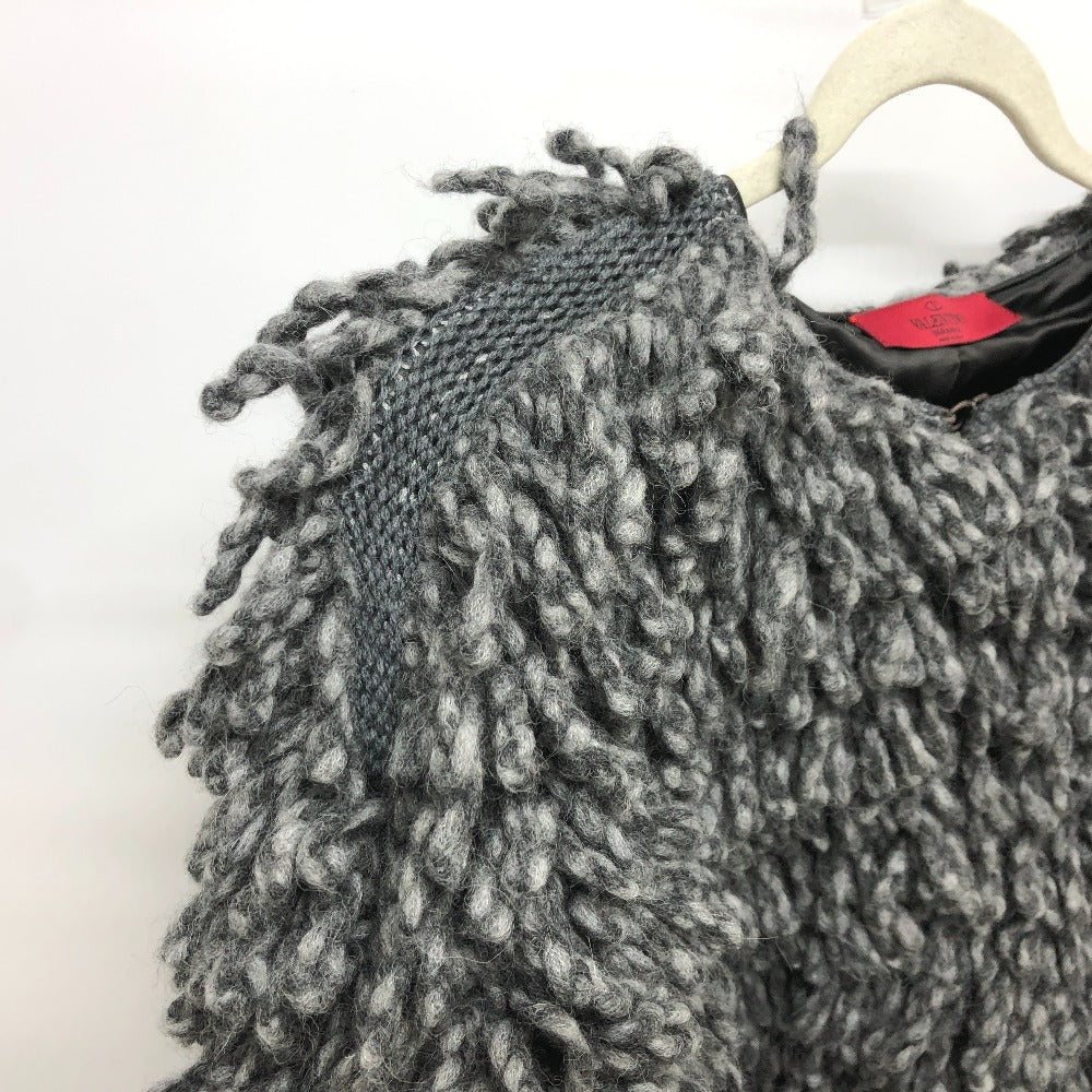 VALENTINO S44GP0017 フリンジ ニット アパレル ジャケット アウター ショート丈 カーディガン キュプラ レディース グレー