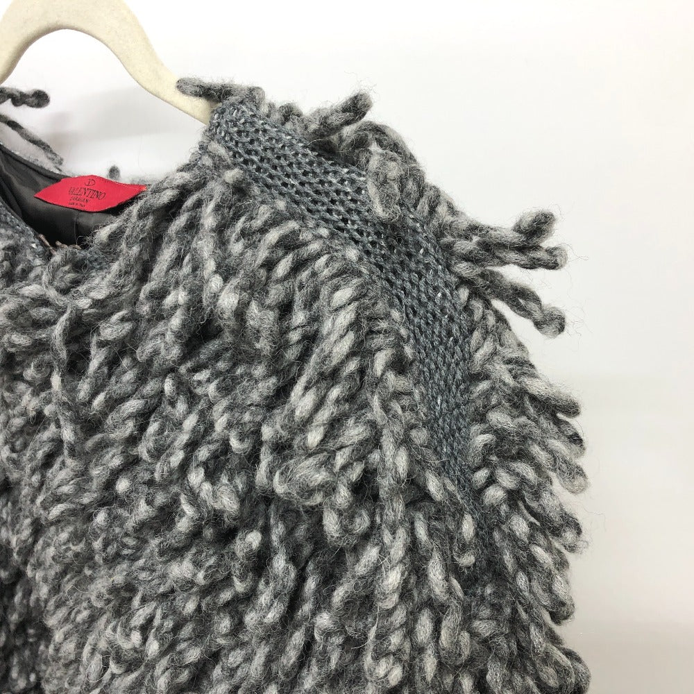 VALENTINO S44GP0017 フリンジ ニット アパレル ジャケット アウター ショート丈 カーディガン キュプラ レディース グレー