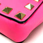 Valentino Garavani Rockstud Bangle Chain Clutch Bag in Shocking Pink Leather