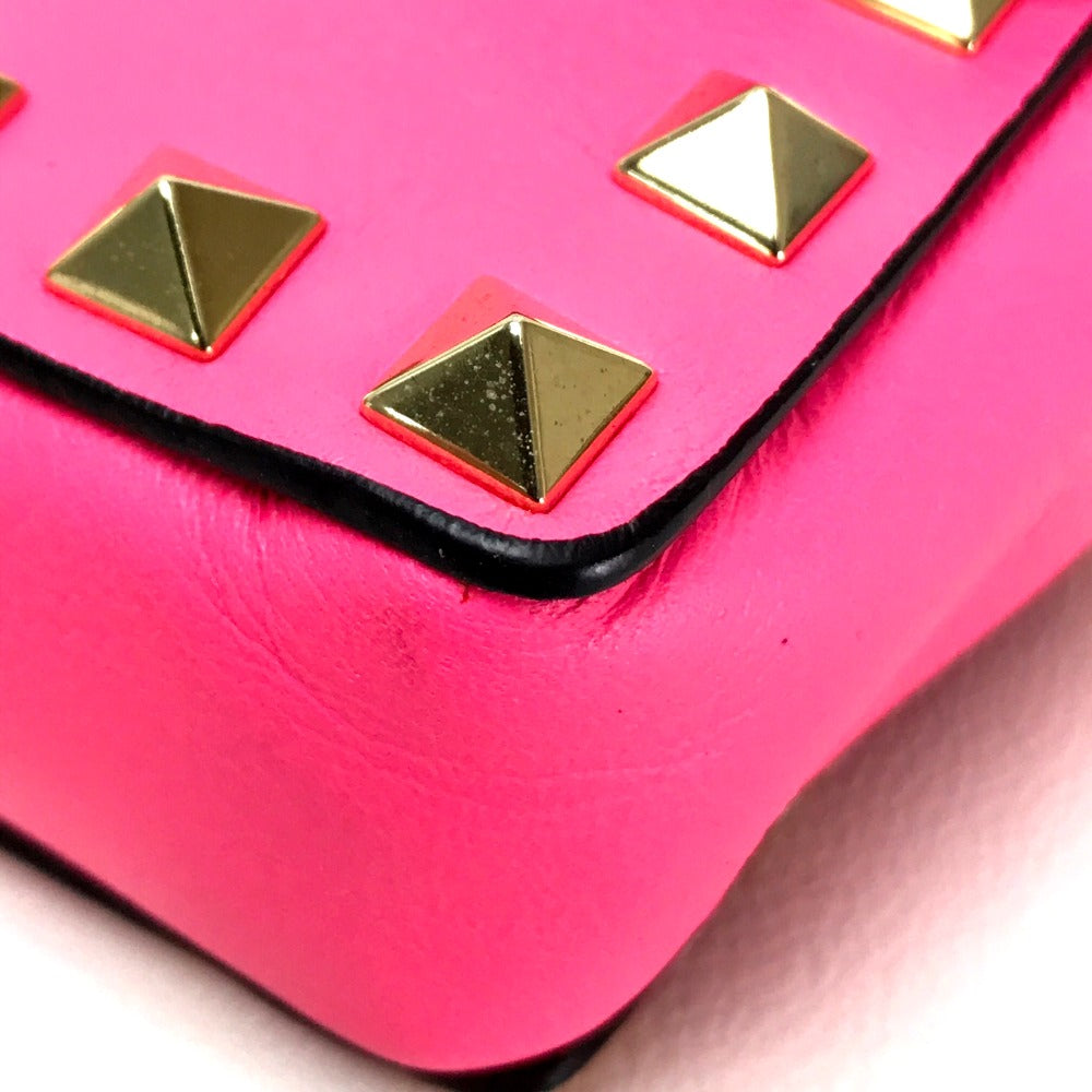Valentino Garavani Rockstud Bangle Chain Clutch Bag in Shocking Pink Leather