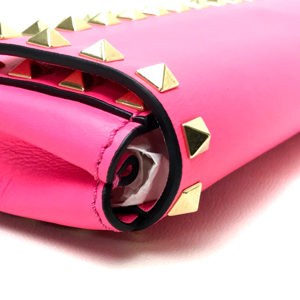 Valentino Garavani Rockstud Bangle Chain Clutch Bag in Shocking Pink Leather