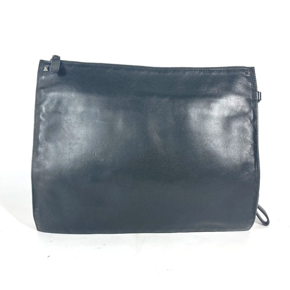 VALENTINO studded triple clutch bag in black leather, tricolor design.