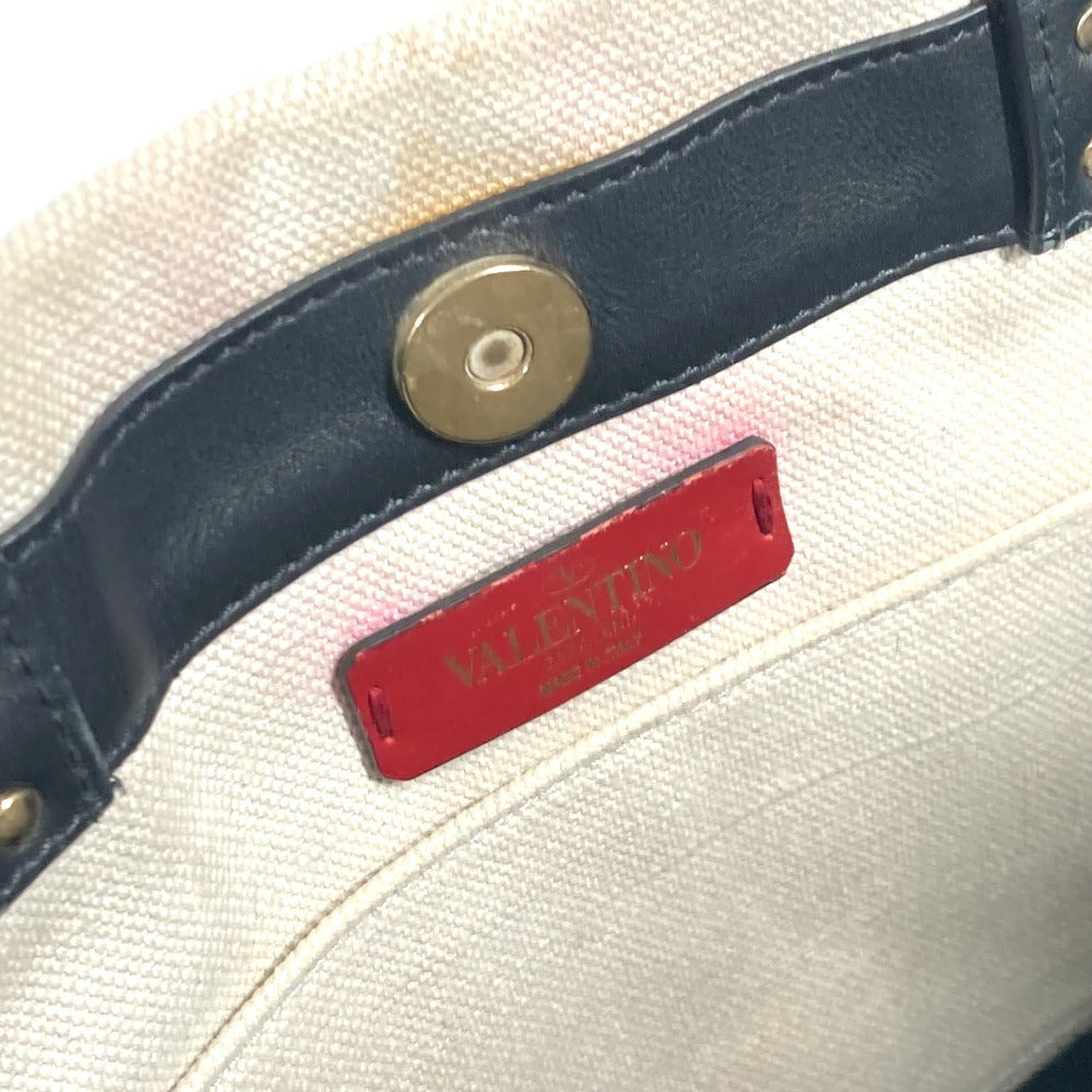 VALENTINO ロゴ スタッズ カバン ショルダーバッグ 肩掛け トートバッグ キャンバス/レザー ユニセックス ホワイト - brandshop-reference