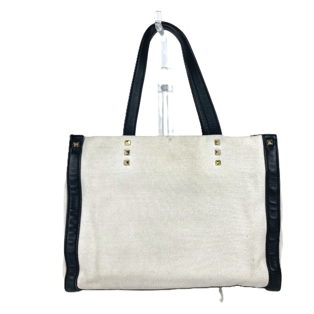 VALENTINO ロゴ スタッズ カバン ショルダーバッグ 肩掛け トートバッグ キャンバス/レザー ユニセックス ホワイト - brandshop-reference