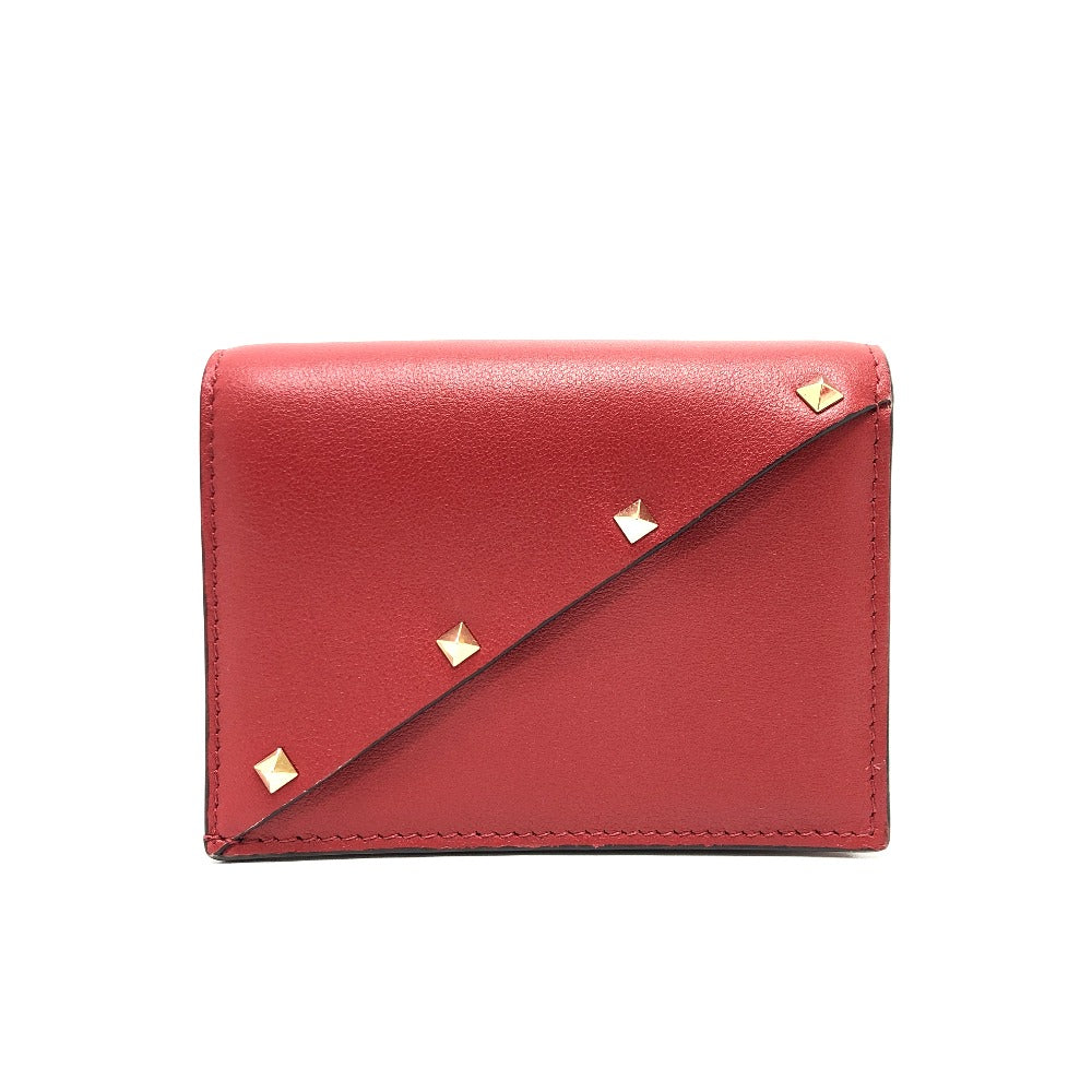 VALENTINO 5Ｗ2P0AE4VRF ロックスタッズ コンパクトウォレット 財布 ウォレット 2つ折り財布 レザー レディース レッド - brandshop-reference