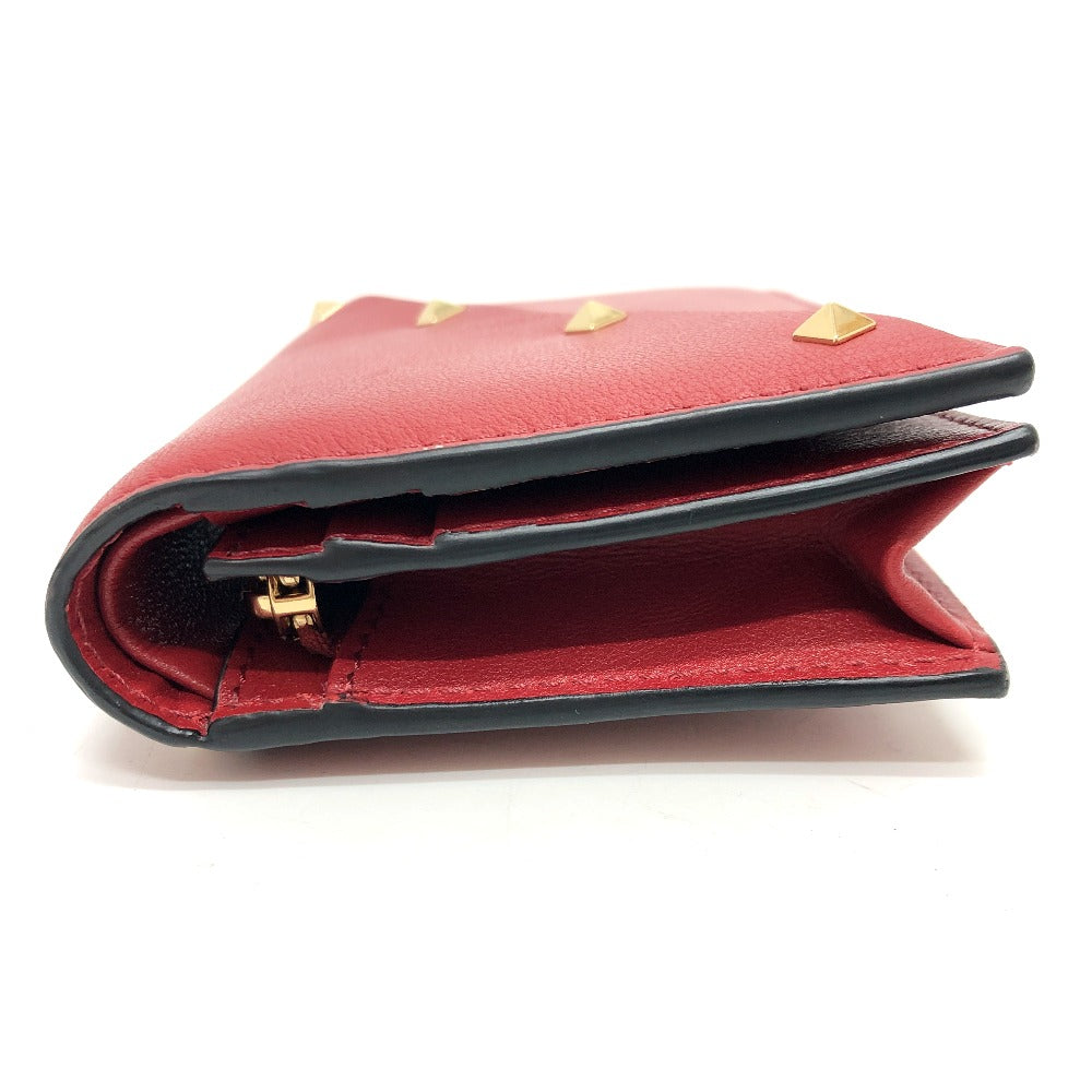 VALENTINO 5Ｗ2P0AE4VRF ロックスタッズ コンパクトウォレット 財布 ウォレット 2つ折り財布 レザー レディース レッド - brandshop-reference