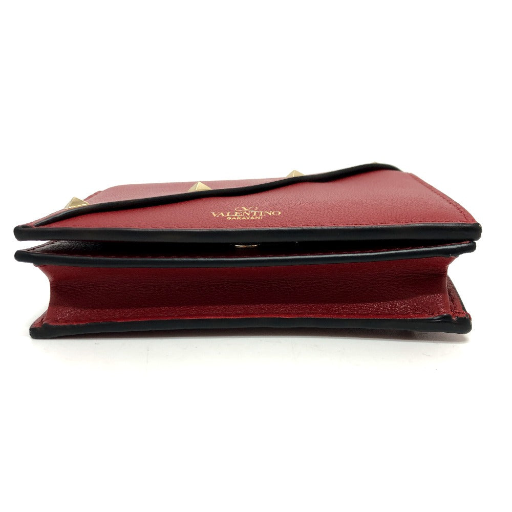 VALENTINO 5Ｗ2P0AE4VRF ロックスタッズ コンパクトウォレット 財布 ウォレット 2つ折り財布 レザー レディース レッド - brandshop-reference