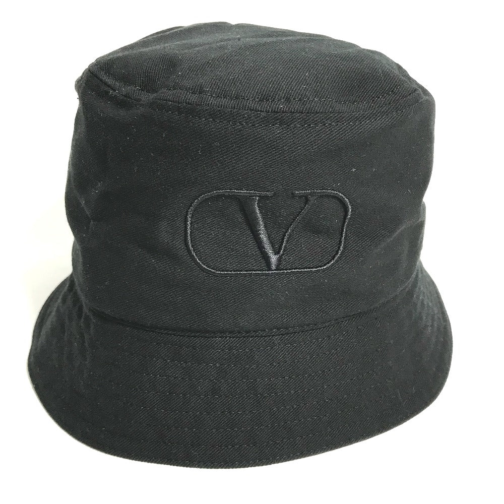 VALENTINO HGA11HCY Vロゴ ハット帽 帽子 バケットハット ボブハット ハット コットン レディース ブラック